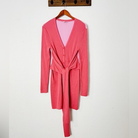 Tome Tie Front Long Ribbed Cardigan - Picture 3 of 9